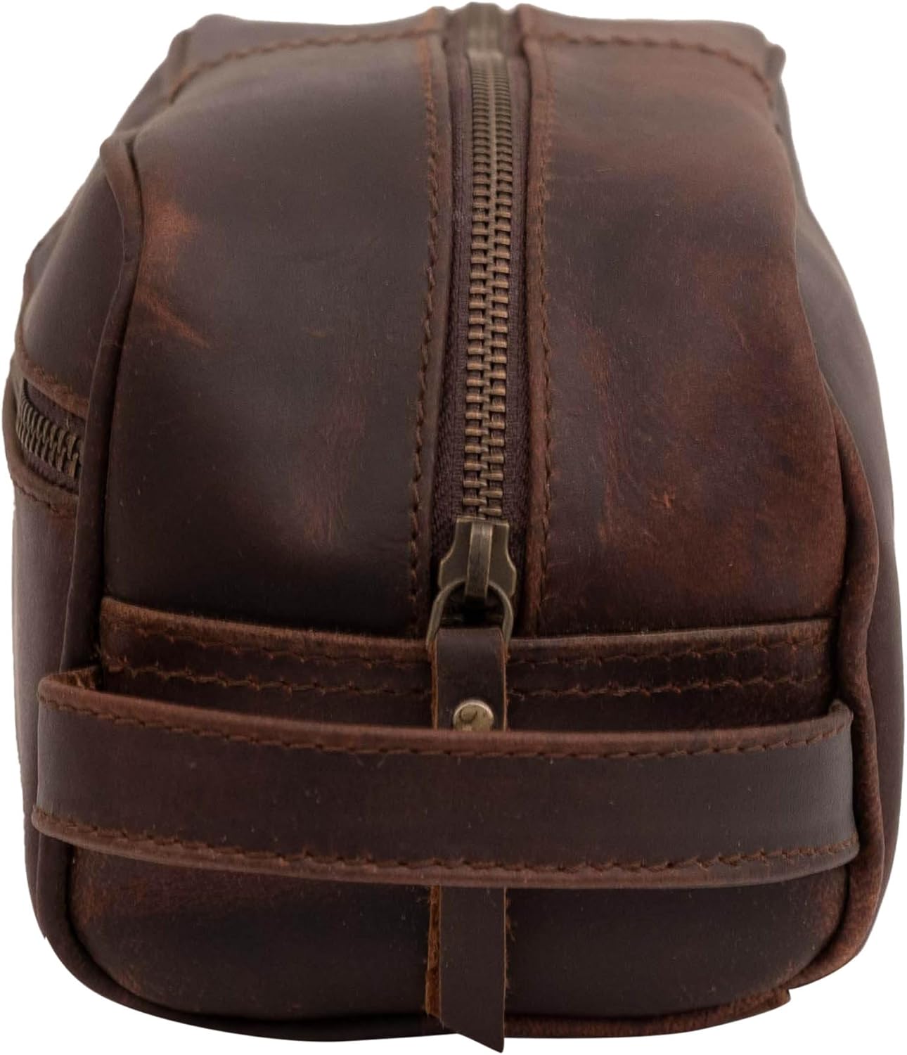 Genuine Buffalo Leather Unisex Toiletry Bag Travel Dopp Kit Grooming and Shaving Kit ~ for Men Women ~ Cosmetic Pouch ~ Bathroom Makeup Case