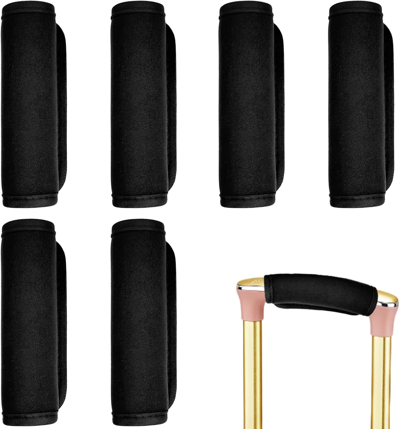 6 Pack Luggage Handle Wrap for Suitcase Luggage Tags Bright Soft Suitcase Identifiers Luggage Handle Covers Travel Accessories, Black