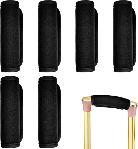 6 Pack Luggage Handle Wrap for Suitcase Luggage Tags Bright Soft Suitcase Identifiers Luggage Handle Covers Travel Accessories, Black