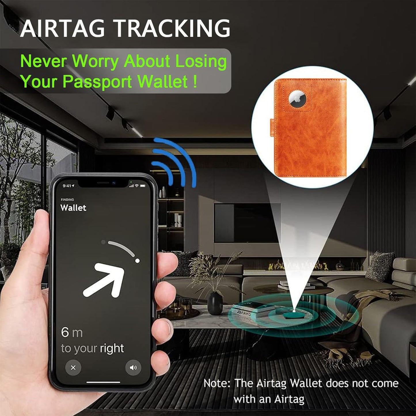 Airtag Passport Holder Cover Wallet RFID Blocking Leather Case Travel Essentials Luggage