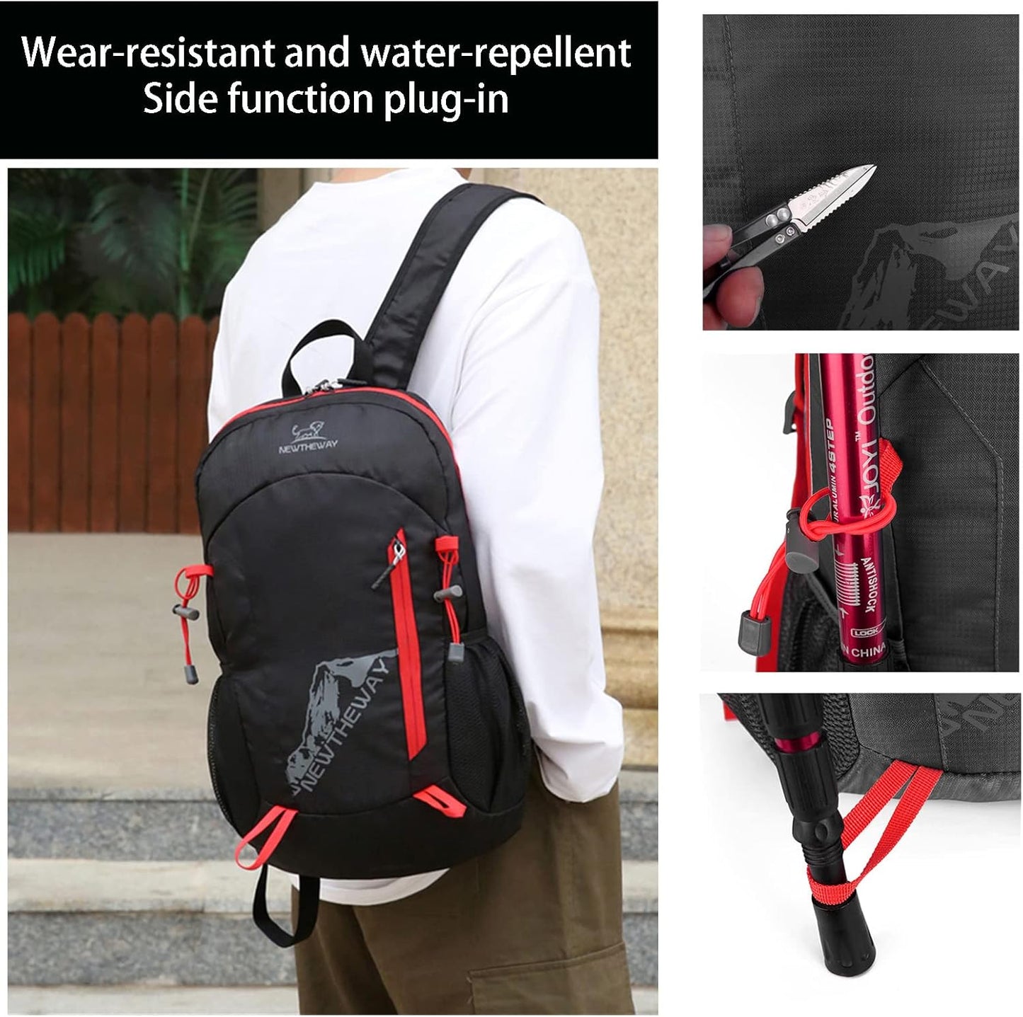 Lywencom Hiking Backpack,20L sports lightweight folding waterproof ultra-light backpack suitable for outdoor camping picnic (black)