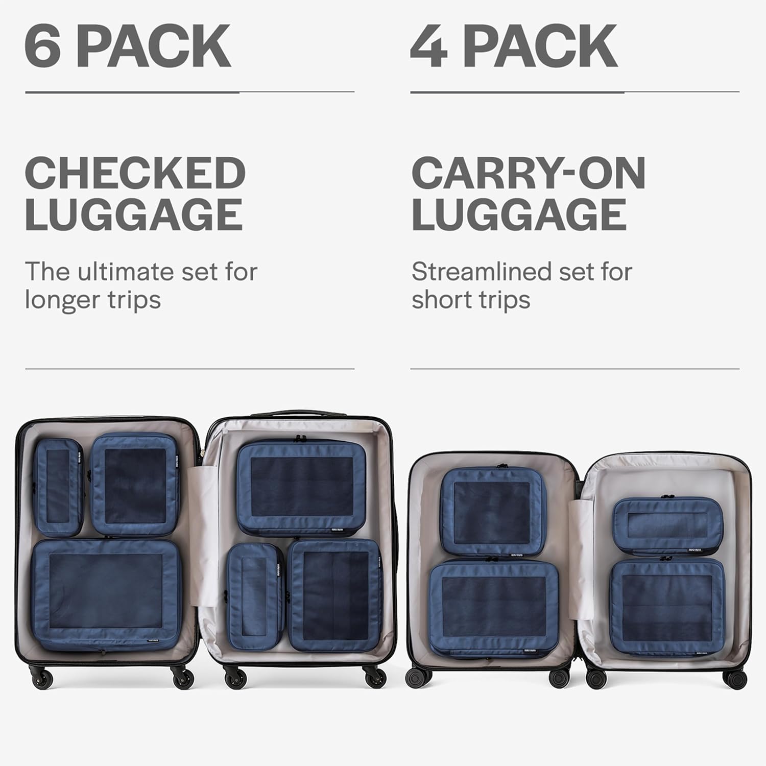 Aerotrunk Compression Packing Cubes for Travel - Luggage Organizer Bags - Double Zipper Packing
