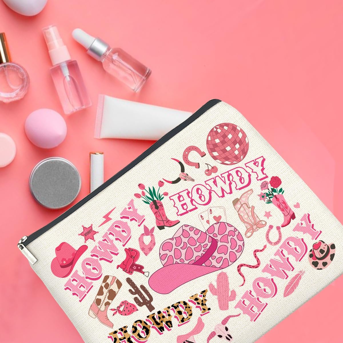 Cowgirls Gifts Makeup Bag Western Cowgirl Gifts for Girls Women Howdy Cowgirl Zipper Makeup Pouch