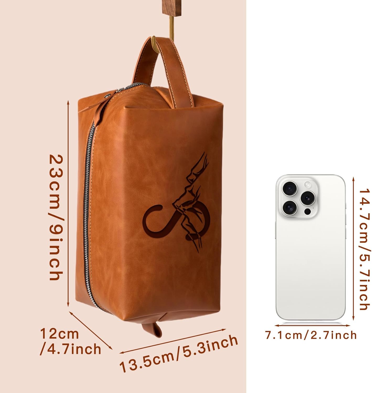 Personalized Gifts Travel Toiletry Bag for Men Engraved Initial PU Leather Waterproof Shaving Bag