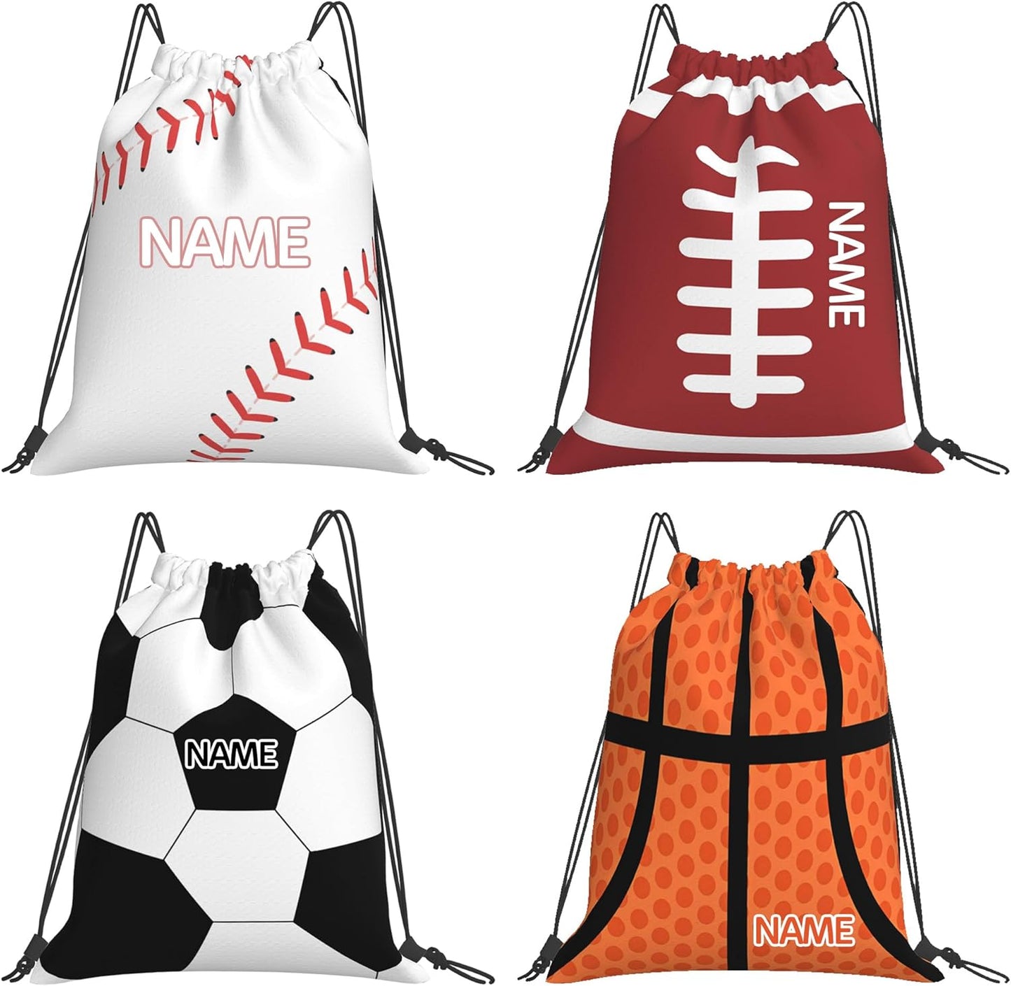 Personalized Drawstring Bag with Your Name Drawstring Backpack for Men Women Small Gym Beach Shopping Sport Yoga Bag (Ball 1)