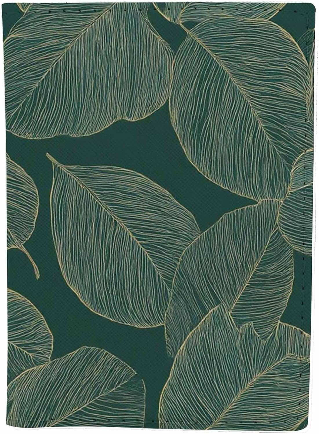Art Palm Passport Holder for Travel Golden Split-leaf Philodendron Plant PU Leather Passport Cover Wallet Cute Passport Card Holder for Women and Men