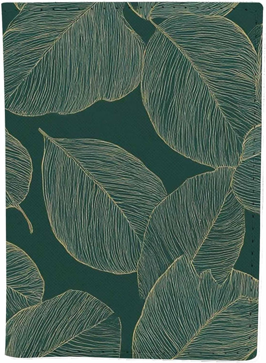 Art Palm Passport Holder for Travel Golden Split-leaf Philodendron Plant PU Leather Passport Cover Wallet Cute Passport Card Holder for Women and Men