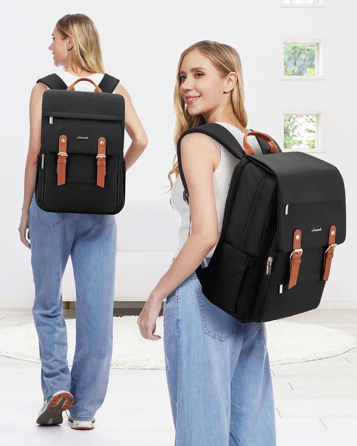 LOVEVOOK Laptop Backpack for Women Vintage Travel Backpack Purse Airline Approved 15.6 Inch Large Computer Backpack Fashion Teacher Nurse Bag for Work Business College