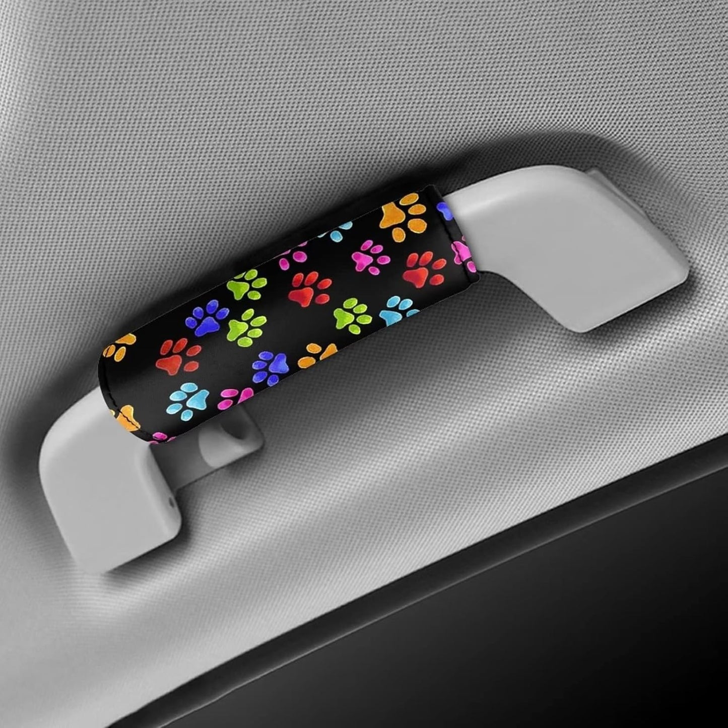 Colorful Paws Luggage Handle Wrap Cute Suitcase Protective Handle Cover Set of 2 Pcs,Lovely Footprint Luggage Identifiers Marker Grips Protector,Portable Travel Accessories