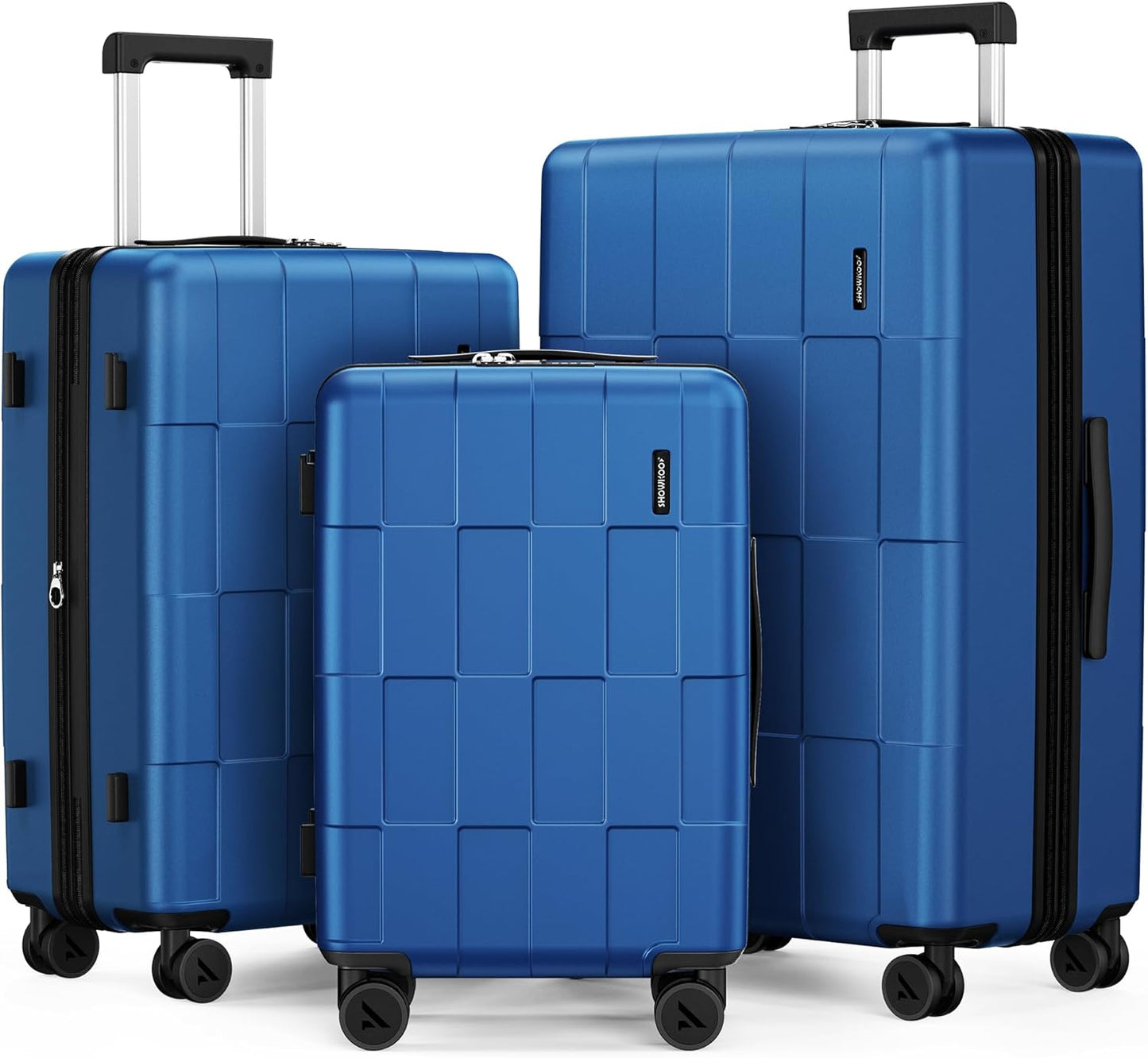 SHOWKOO Luggage Sets 3 Piece Hardside Expandable Lightweight PC Suitcase Sets with Double Spinner
