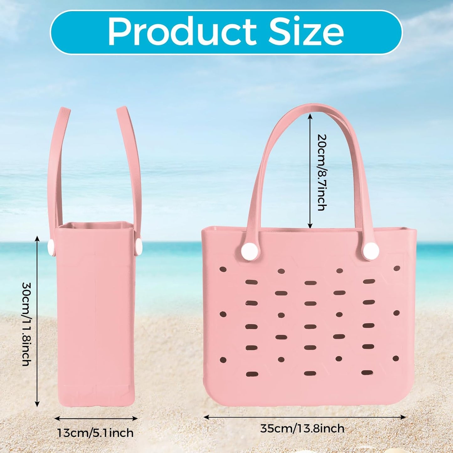 Medium Rubber Beach Bag for Men & Women, Large Capacity Rubber Travel Tote Bag for the Beach Boat Pool
