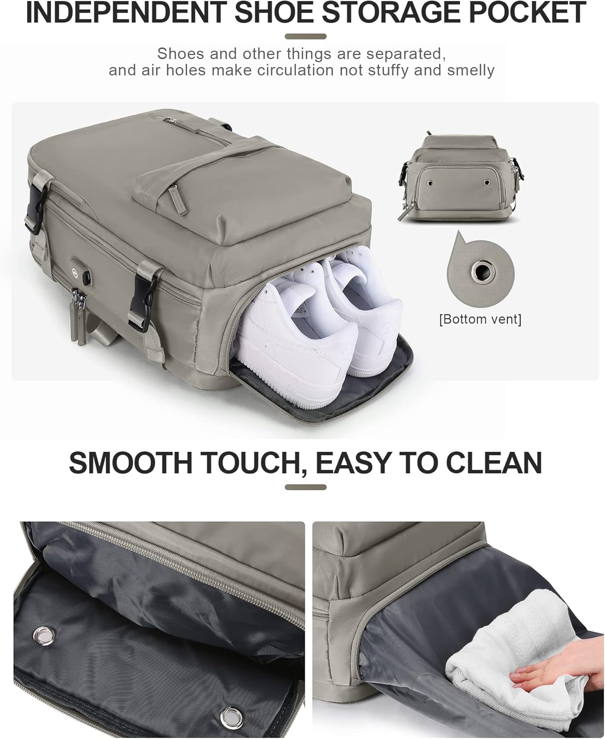 VGCUB Large Travel Backpack Bag for Women Men,Carry on Backpack,17 Inch Laptop Business Work Waterproof Backpack with Laptop Compartment,Person Item Flight Approved,Mochila de Viaje,Large Brown