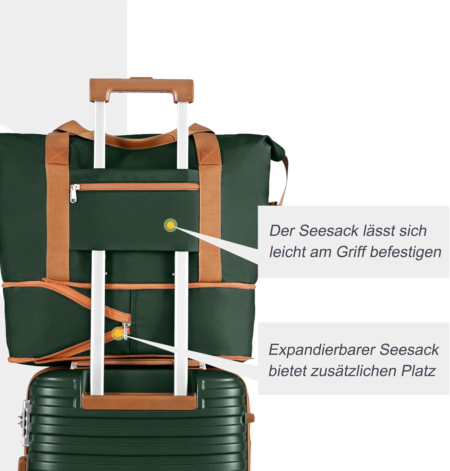 Joyway 24 Inch Checked Luggage, Expandable Suitcase with Spinner Wheel, 3 Piece Hard Shell Luggage Set with TSA Lock(Green)