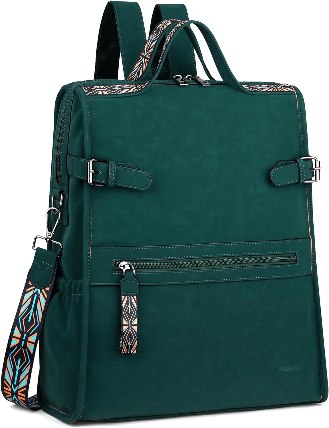 FADEON Leather Laptop Backpack for Women, Designer Ladies Work Travel Computer Backpack with Laptop Compartment Suede Green