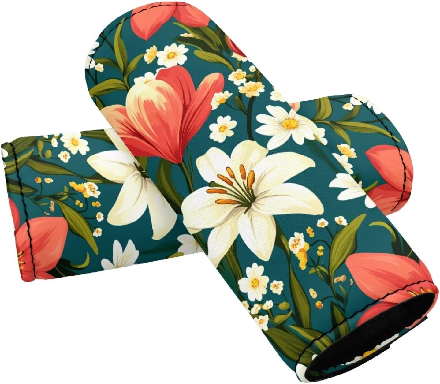 Floral Luggage Handle Wraps Set,Women Girls Cute Suitcase Protective Handle Cover Set 2 Pcs Floral Travel Accessories
