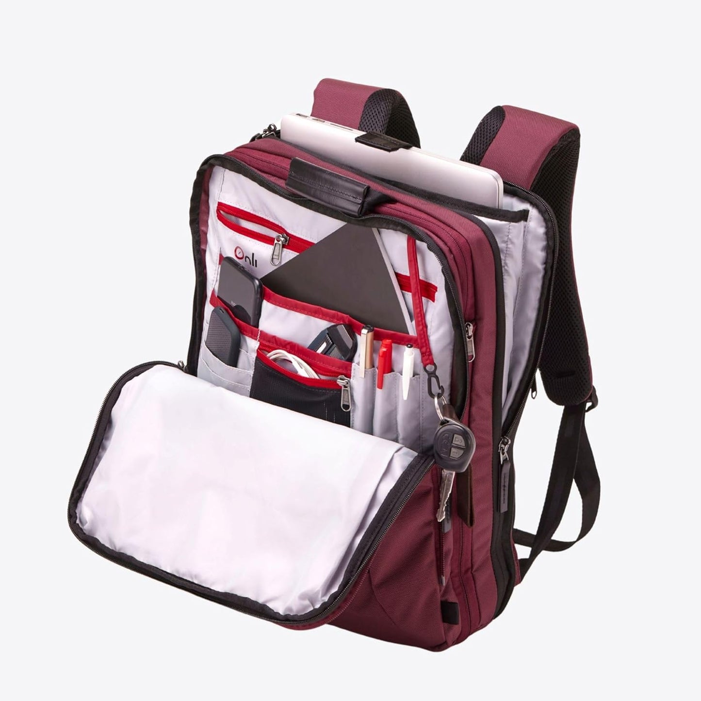 Trilogy All-In-One Bundle: 3-Part Modular Rolling Pack and 8 Perfect Fit Packing Cubes and a padded hip belt. Get 3 bags in 1 (Zinfandel)