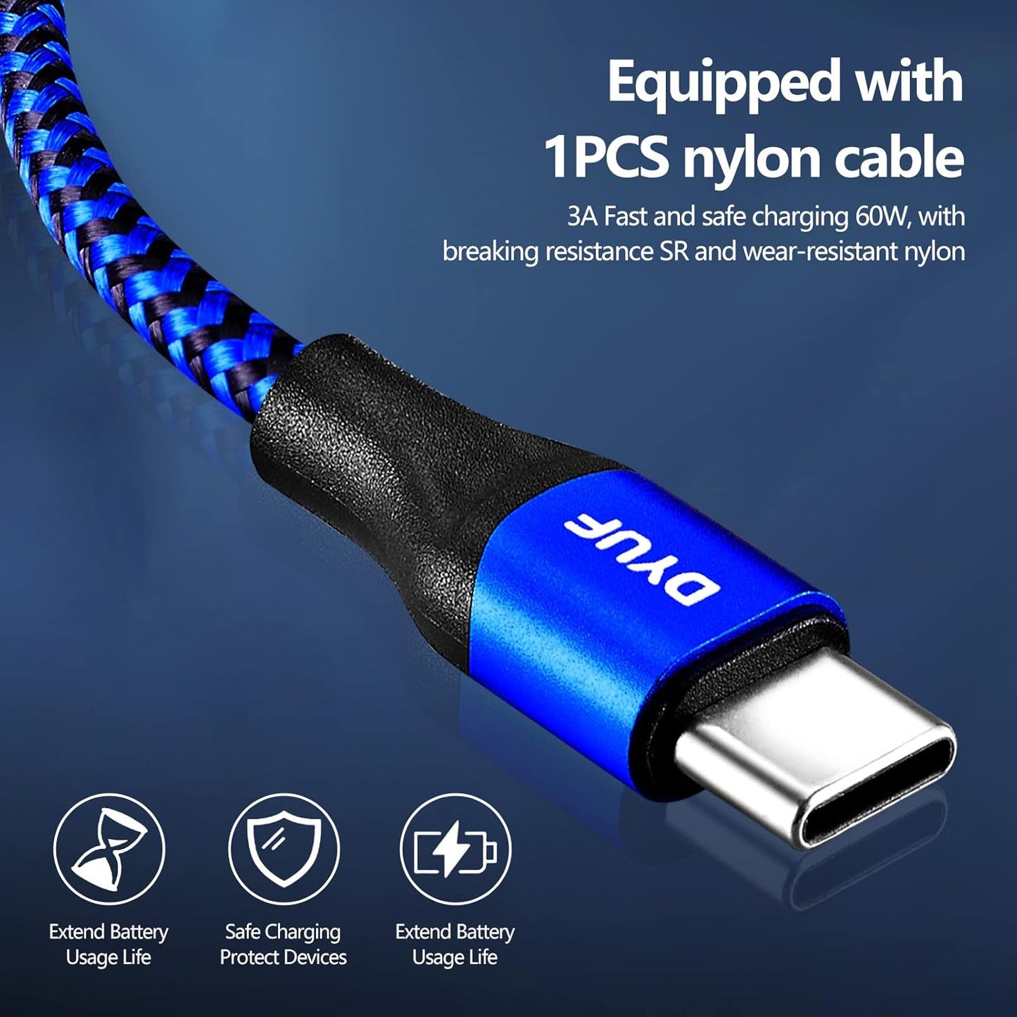 DYUF USB C Car Charger 48W,Fast Car Charger Adapter,with 60W Type C Fast Charging Cable,Dual USB Port PD30W&QC3.0 18W Car Phone Charger,for Samsung Galaxy S22/S21/Ultra 5G,Note 20/10、iPad Pro,Etc