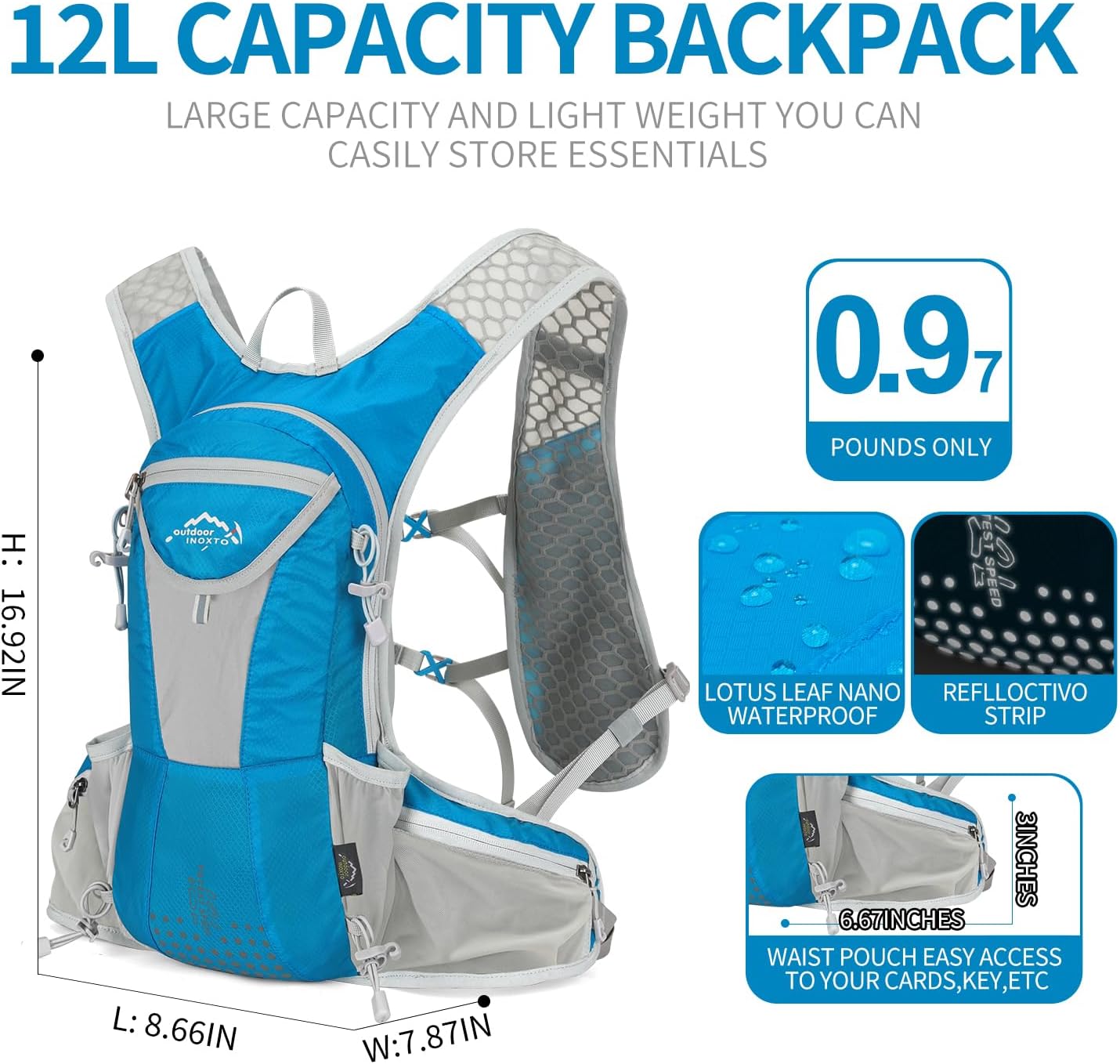 Hydration Pack Backpack, Lightweight Water Backpack with 2L Leakproof Hydration Bladder Daypack for