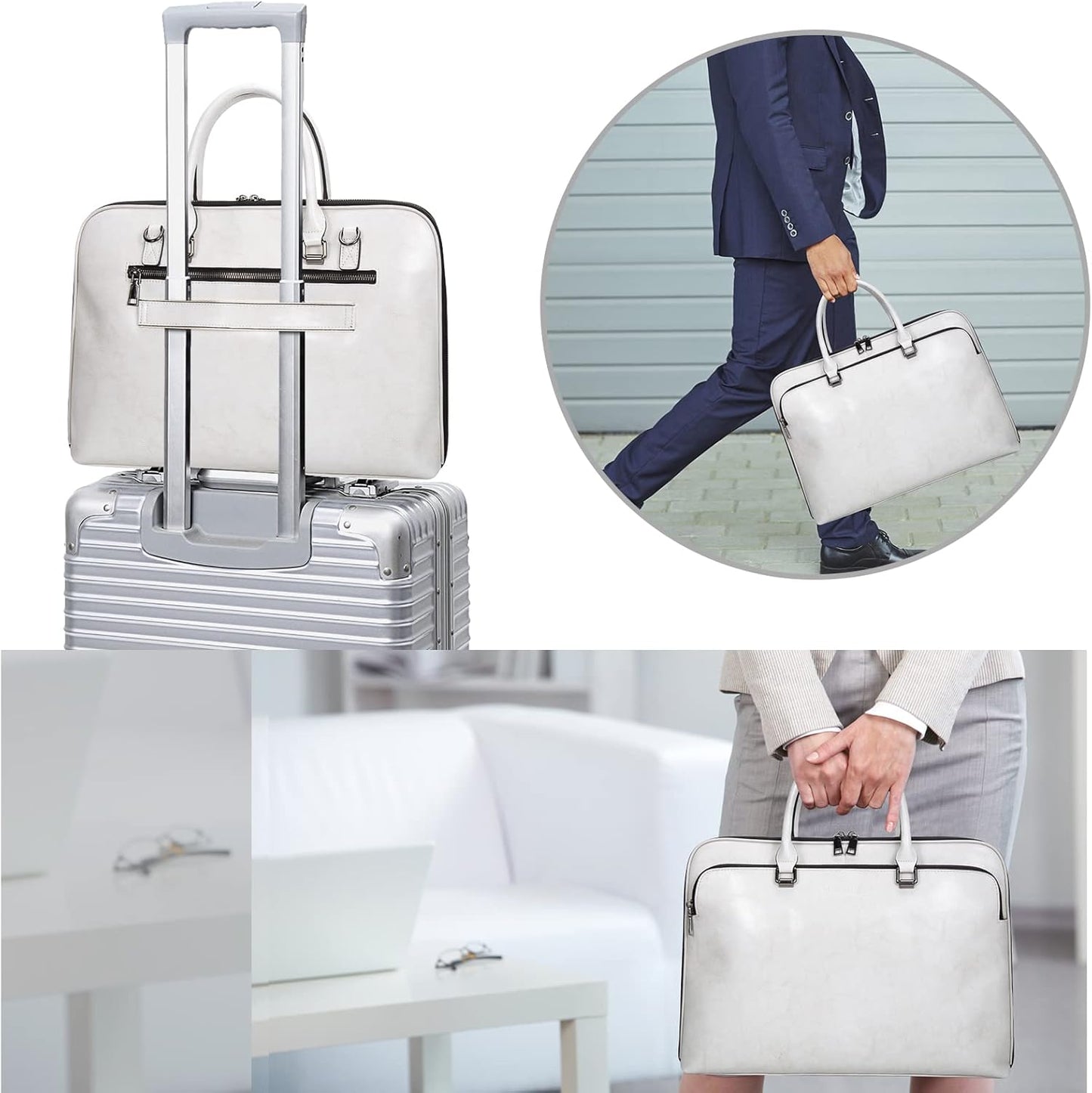 Blofinche Laptop Messenger shoulder bag: Genuine Leather work Briefcase 13.3 15.6 inch designer handbag