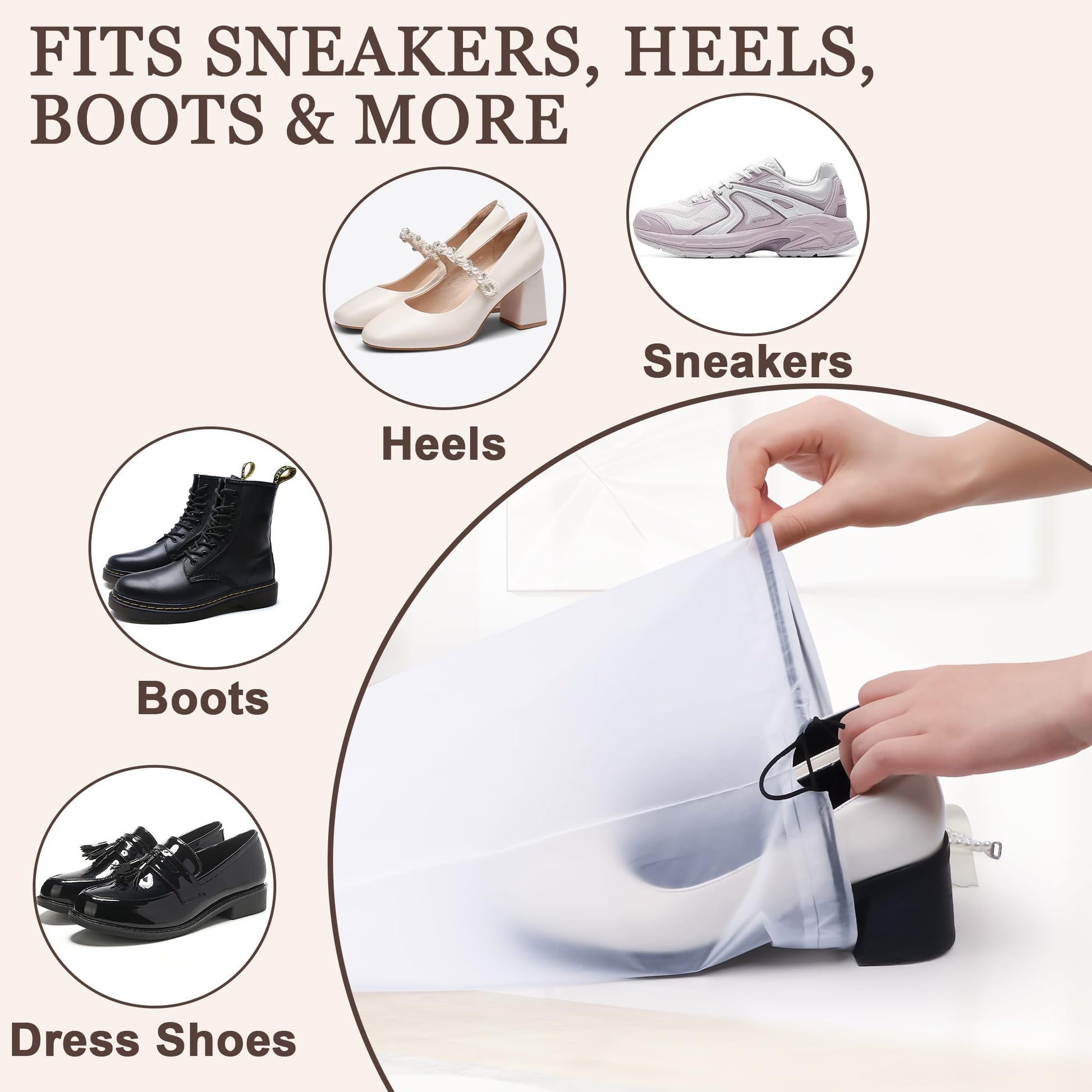BOFOHO 5 Pack Clear Shoe Bags for Travel Essentials Reusable Storage
