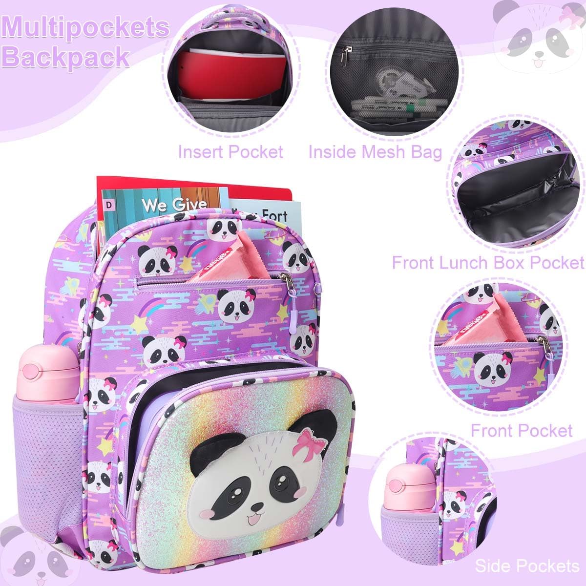 RHCPFOVR Girls Backpack for Elementary School, Backpack for Girls 5-8, Lightweight Kids Backpacks