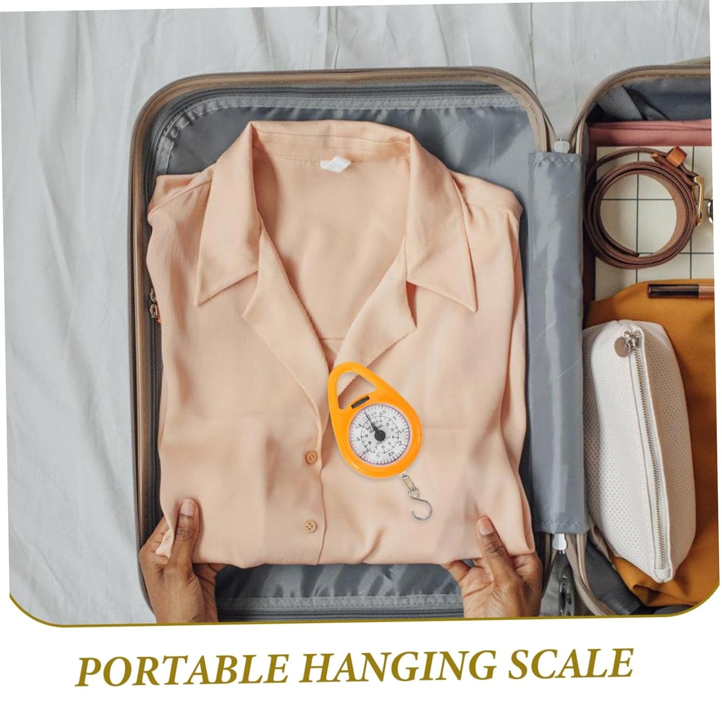 OUNONA 2pcs Luggage Scale Portable Mechanical Spring Weighing Scale for Travel Built Hook Bright Readings for Luggage and More