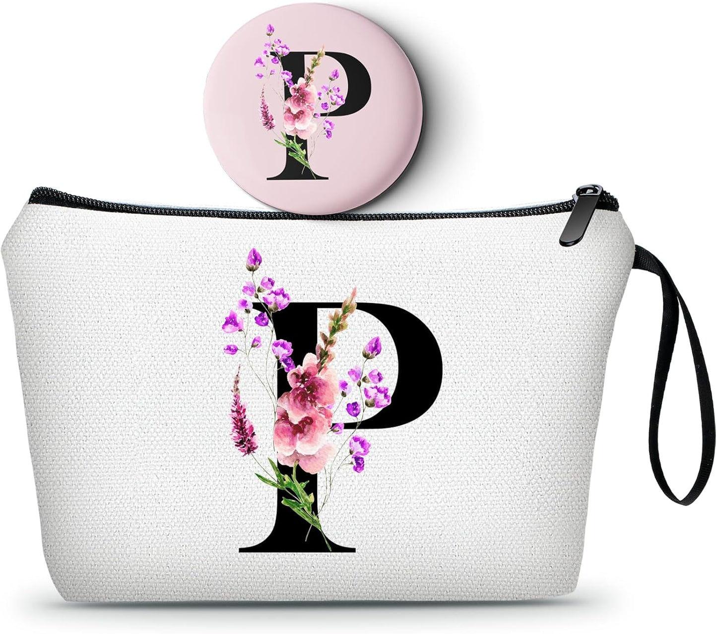 Happy Birthday Friendship Womens Bridesmaid Coolest Gifts for Sister Teacher Coworkers Personalized Travel Makeup Cosmetic Bag with Mirror Valentines Mothers Day Christmas Graduation P
