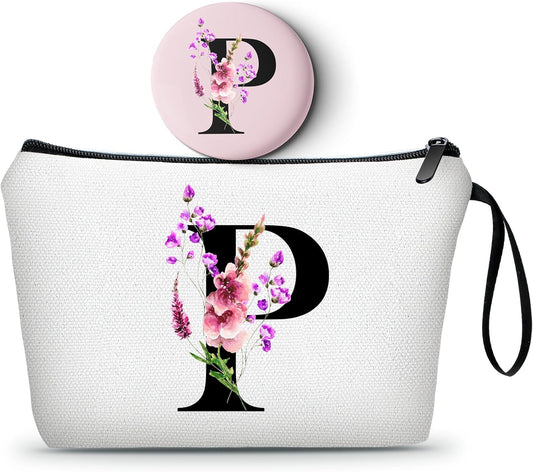 Happy Birthday Friendship Womens Bridesmaid Coolest Gifts for Sister Teacher Coworkers Personalized Travel Makeup Cosmetic Bag with Mirror Valentines Mothers Day Christmas Graduation P