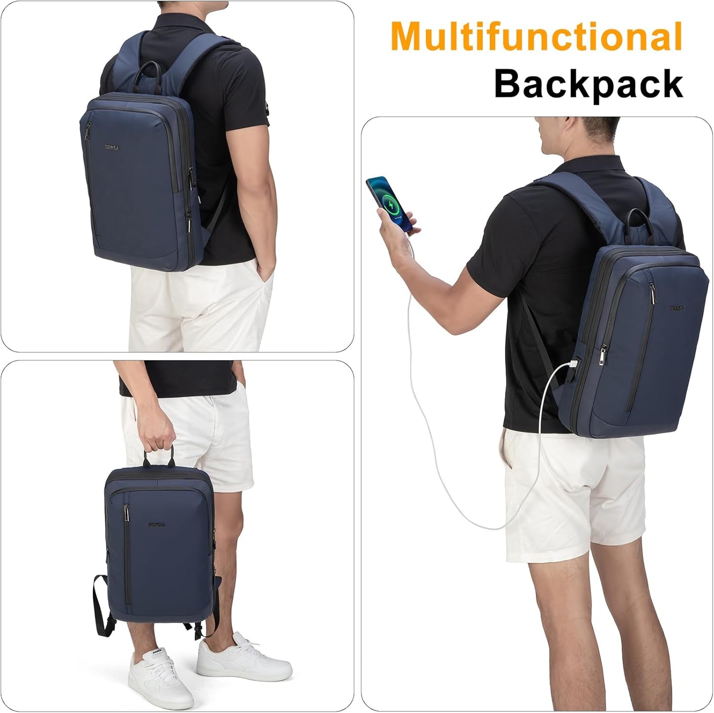 Tzowla Business Expandable Laptop Backpack for Men Professional,Slim Waterproof Backpacks for