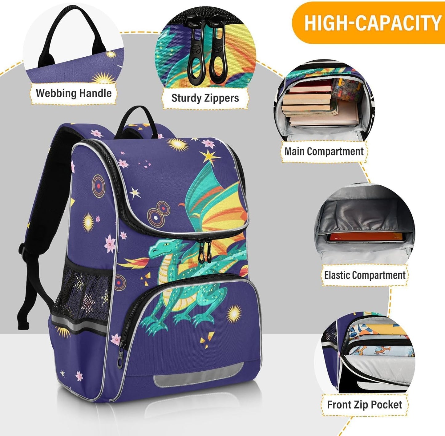 Dragon Cute Backpack For Girls Kids Backpack Boys Teen School Bag Bookbag Travel Daypacks