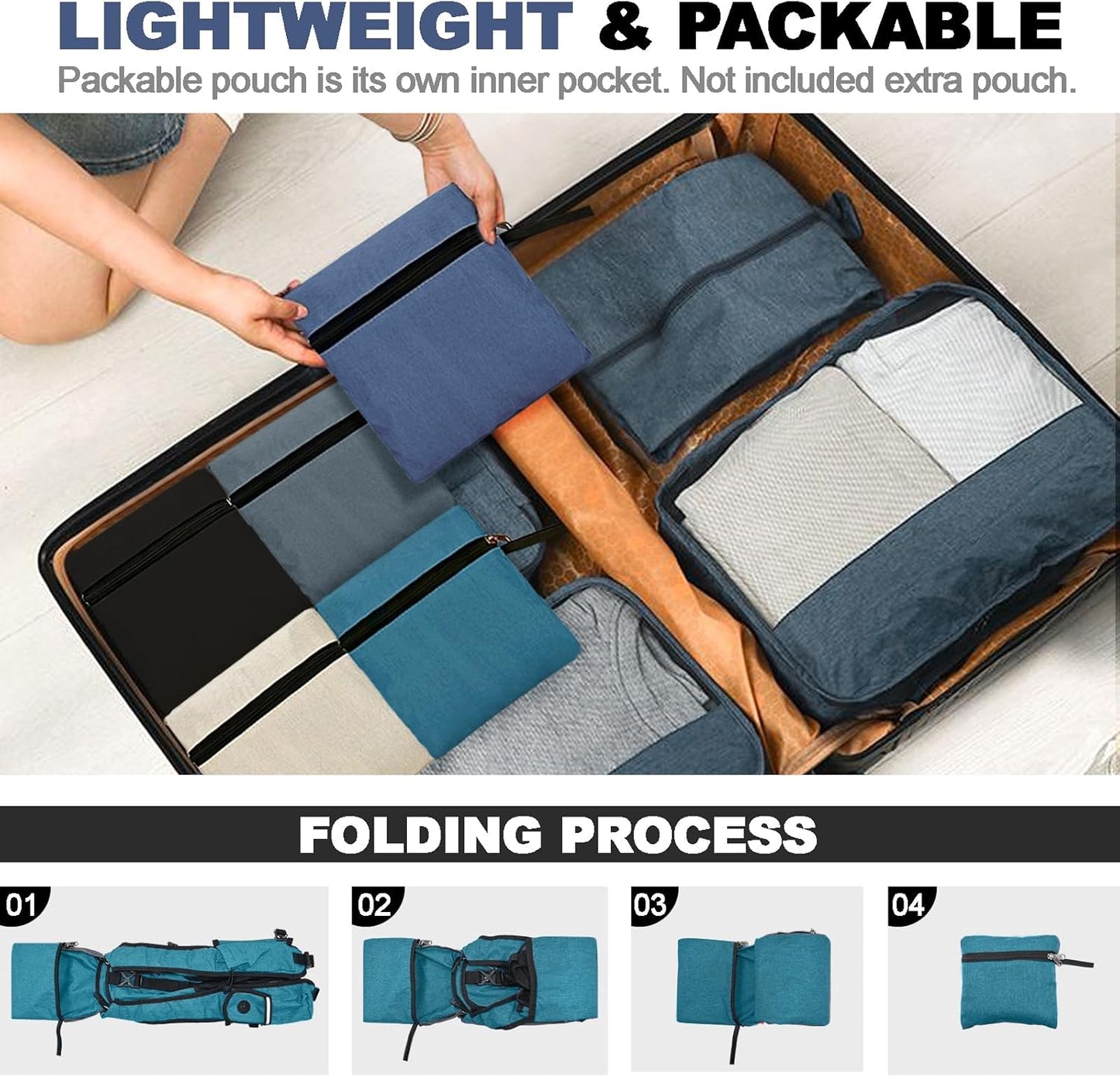 Seektop 15L Small Hiking Backpack for Women Men, Lightweight Hiking Packable Daypack with Phone Pocket for Travel Camping (Teal Blue, 15L)