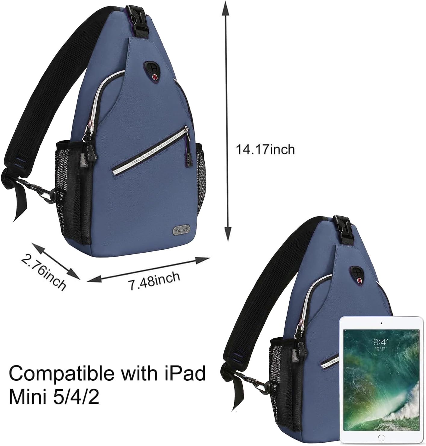 MOSISO Mini Sling Backpack,Small Hiking Daypack Travel Outdoor Casual Sports Bag, Haze Blue