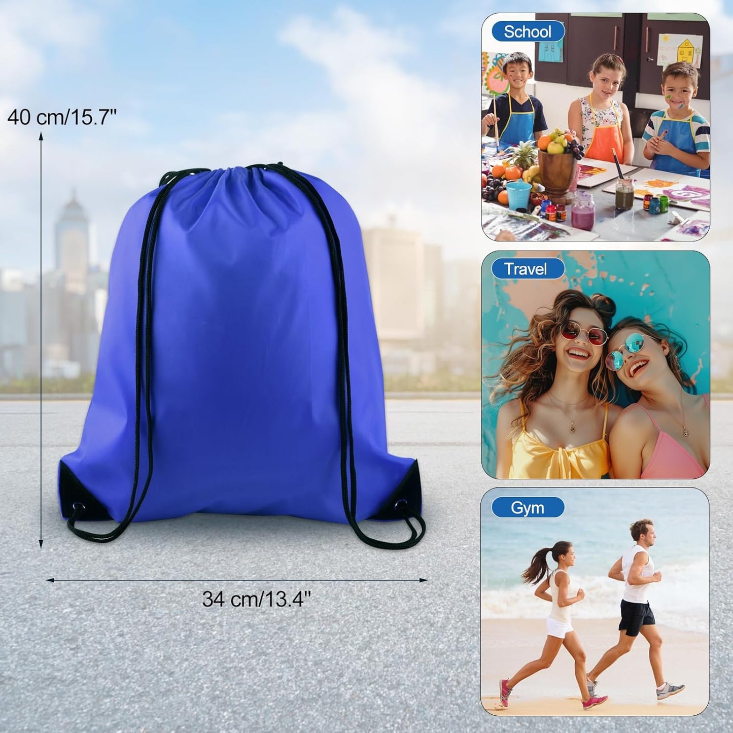 KUUQA 80Pcs Blue Drawstring Backpack Bag Sack Drawstring Bags Bulk String Bags Storage Bags for