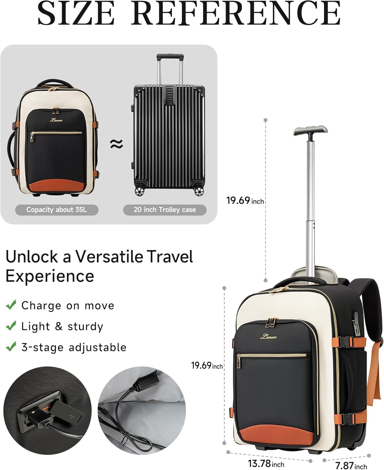 Carry On Backpack with Wheels for Adults, Airline Approved Rolling Backpack for Women, Foldable Bottom Travel Laptop Backpack