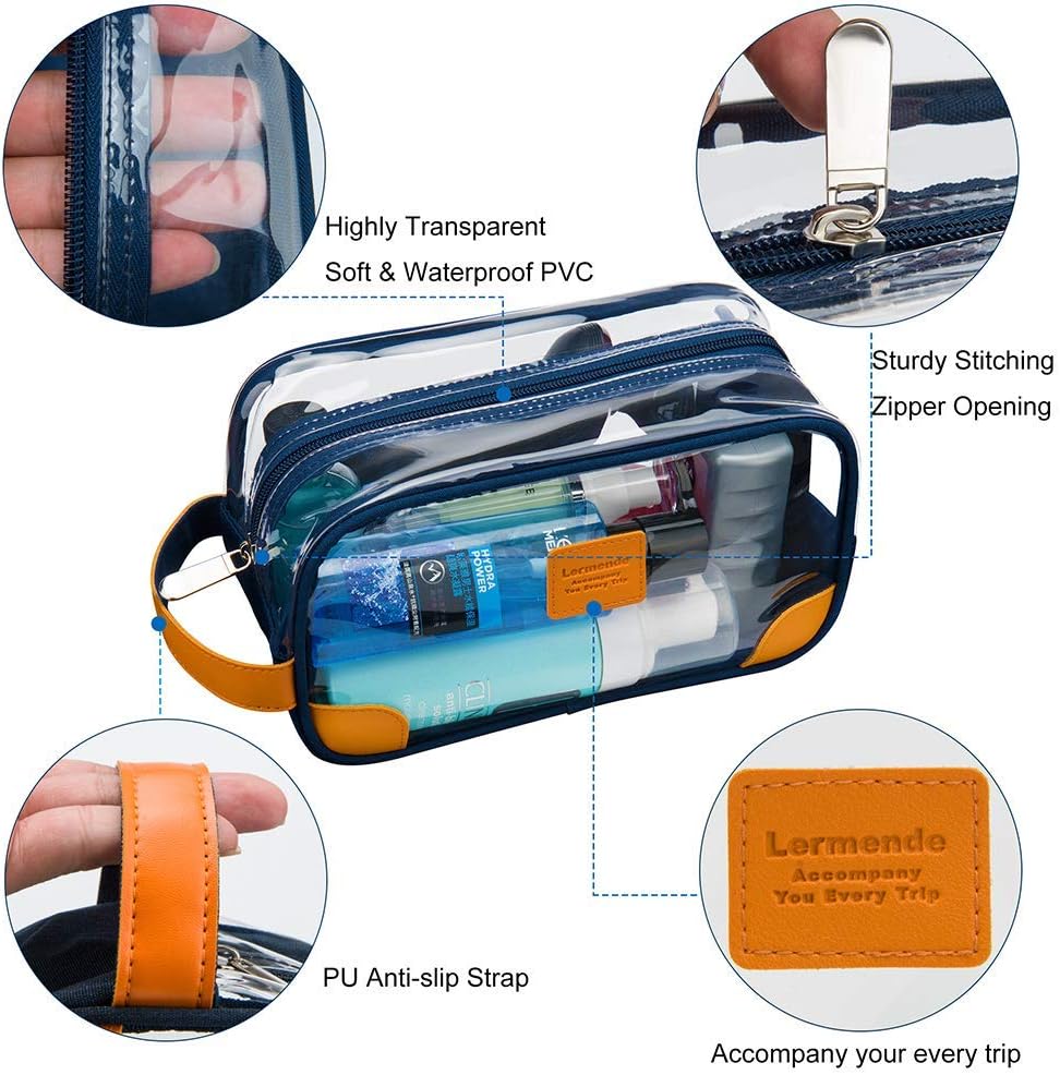 Lermende Toiletry Bag, Clear Shaving Dopp Kit for Men Travel Toiletry Bag with Hand Strap Unisex