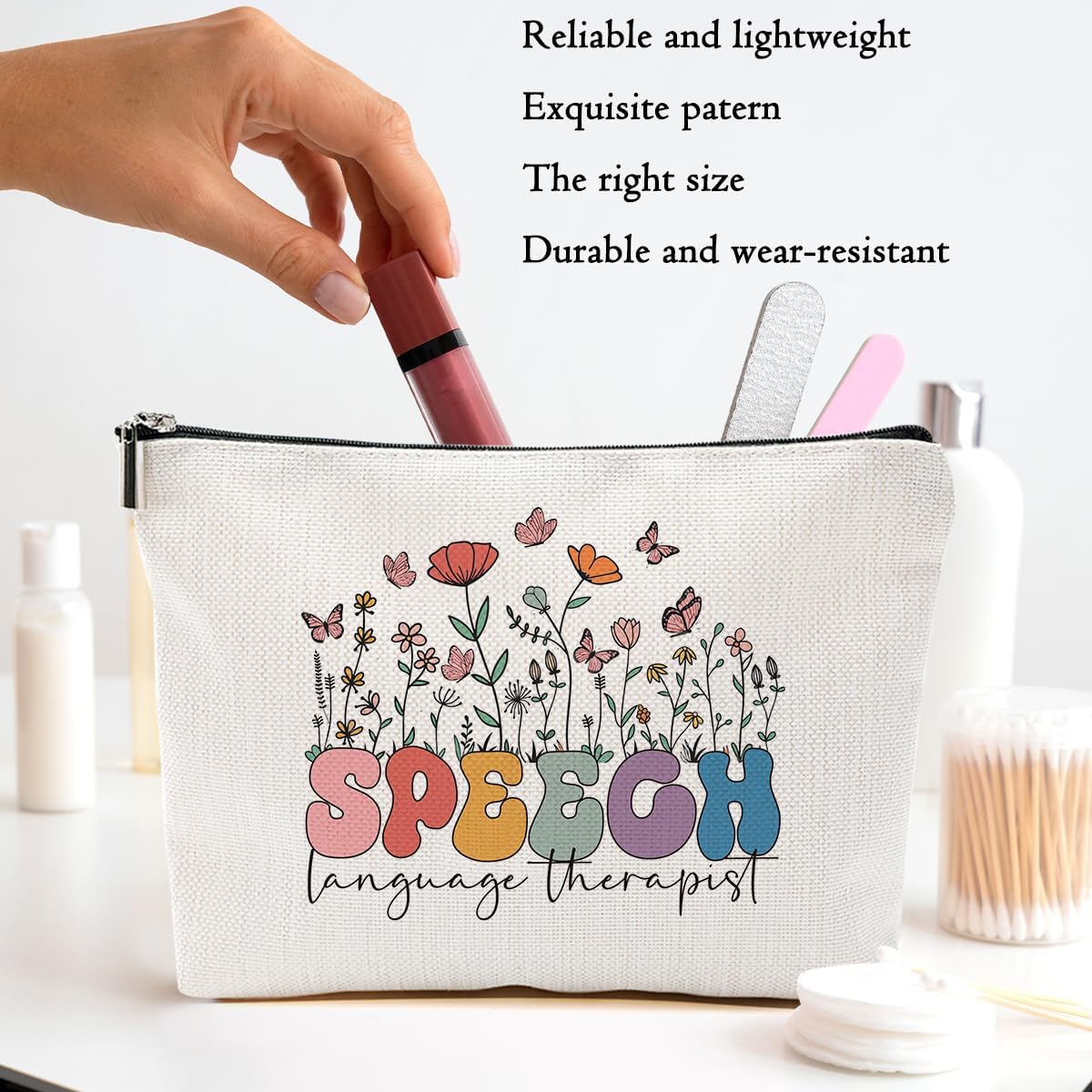 Christmas Thank You Gifts Speech Language Pathologist Gifts Makeup Bag Appreciation Speech Therapy Thank You Gifts for Women Nurse Cosmetic Bag Travel Toiletry Cosmetic Pouch Zipper Pouch