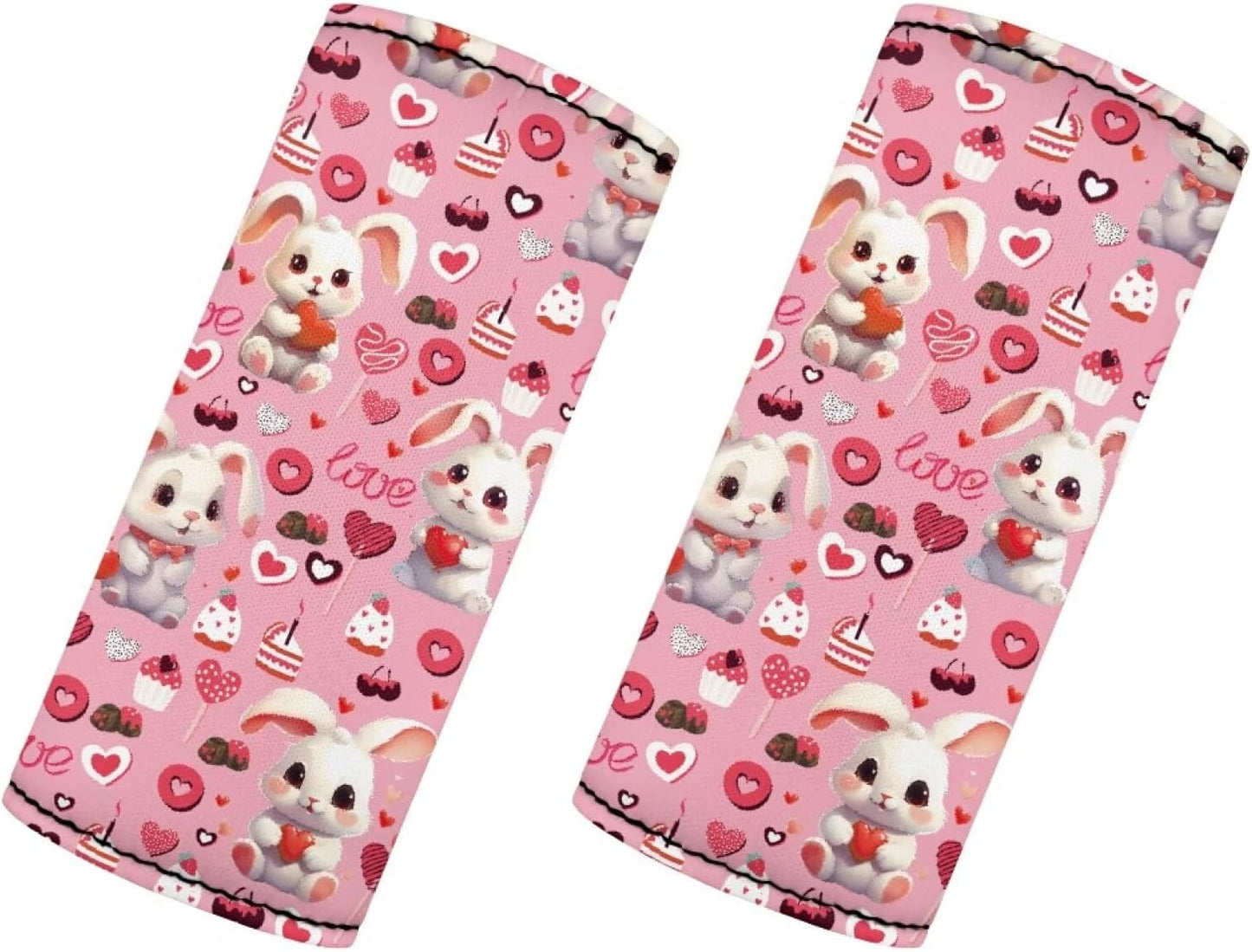 Bunny Luggage Handle Wraps for Suitcase Love Luggage Identifiers Set of 2 Pcs Luggage Handle Protector Teens Adults Travel Accessories