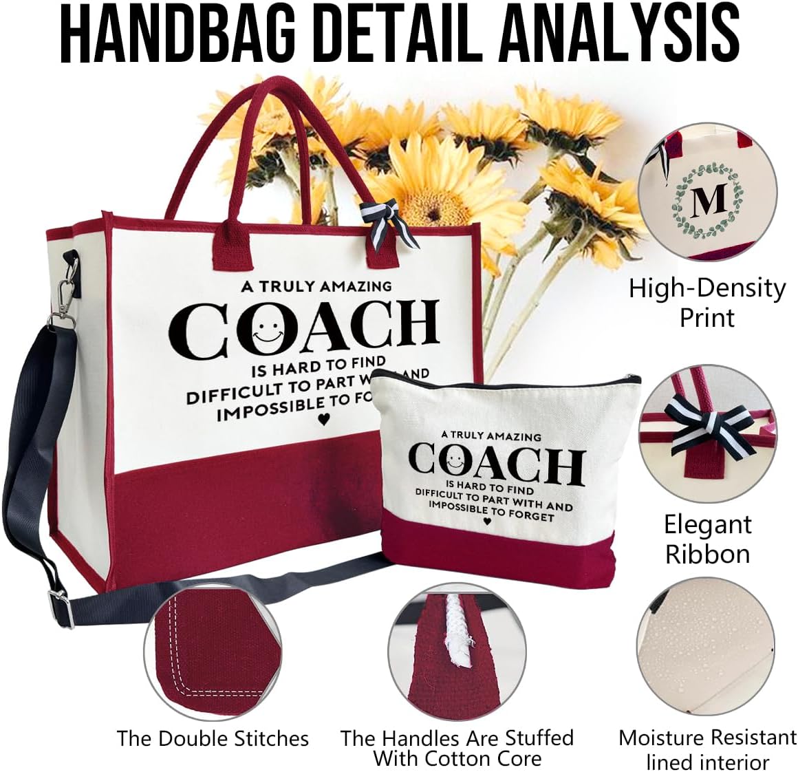 Amazing Coach Tote Bag, Women's Canvas Handbags, Shoulder Beach Bag, Thank You Gift for Female Coach, Gifts for Female Coaches, Canvas Tote Bag With Zipper, Makeup Bag A1