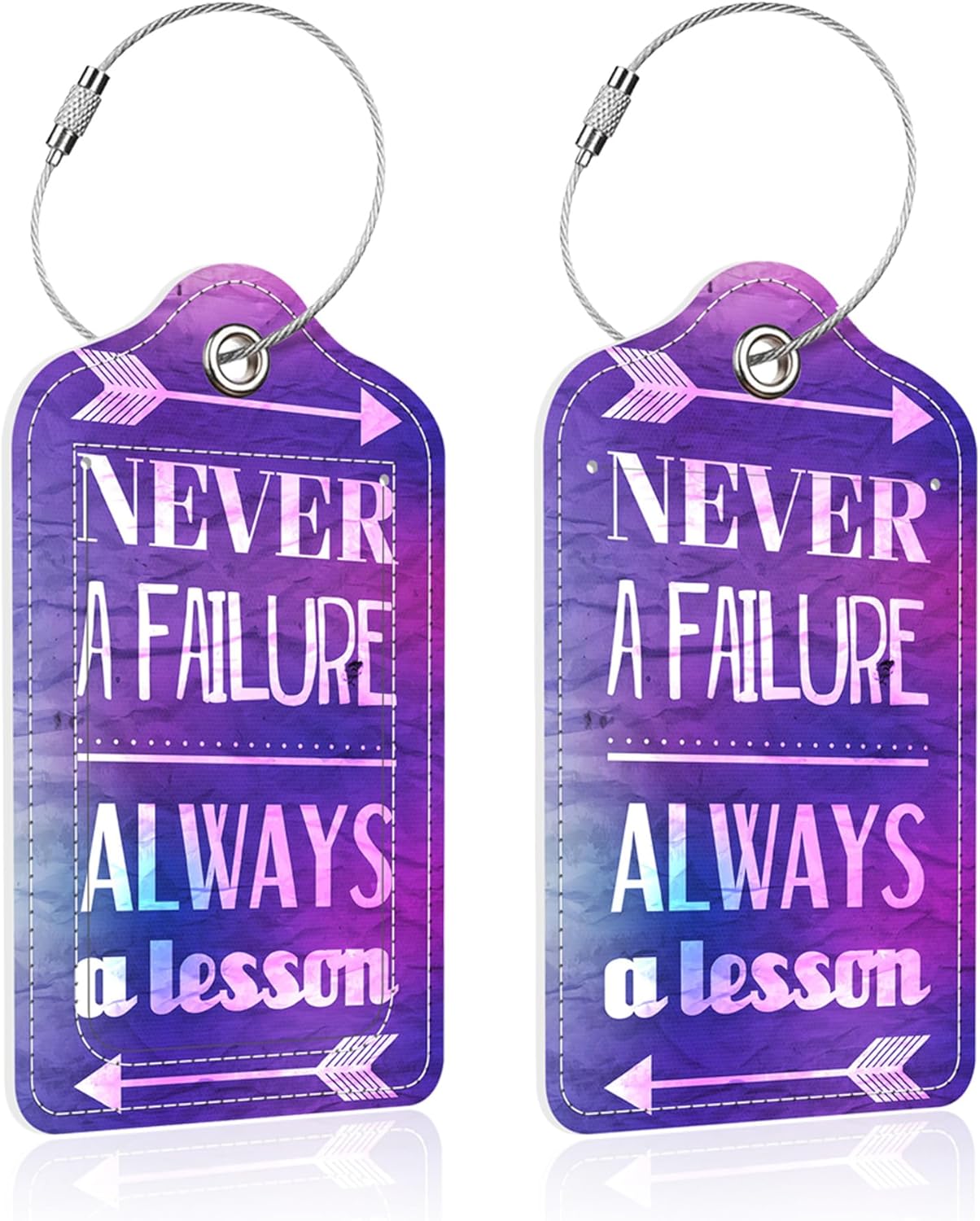 Luggage Tags for Suitcase,2 Pack Never a Failure Luggage Tag with Privacy Flap,Name ID Label and Metal Loop for Women Men Girls Baggage Bag Backpack Instrument