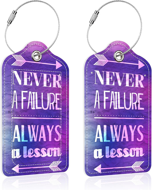 Luggage Tags for Suitcase,2 Pack Never a Failure Luggage Tag with Privacy Flap,Name ID Label and Metal Loop for Women Men Girls Baggage Bag Backpack Instrument