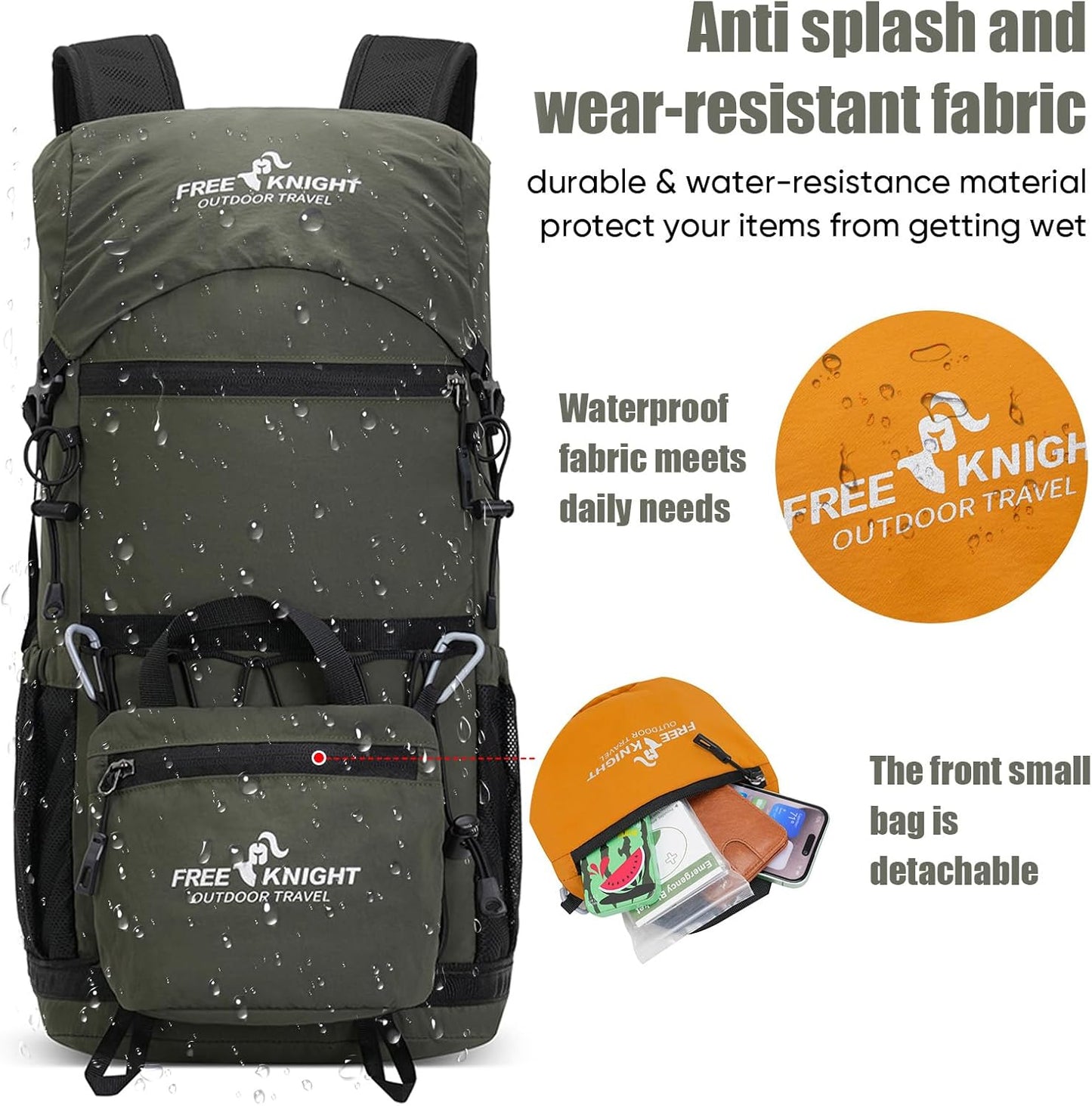 Bseash 30L Lightweight Hiking Backpack, Outdoor Sport Waterproof Travel Bag Daypack for Cycling Climbing Skiing (Army Green)