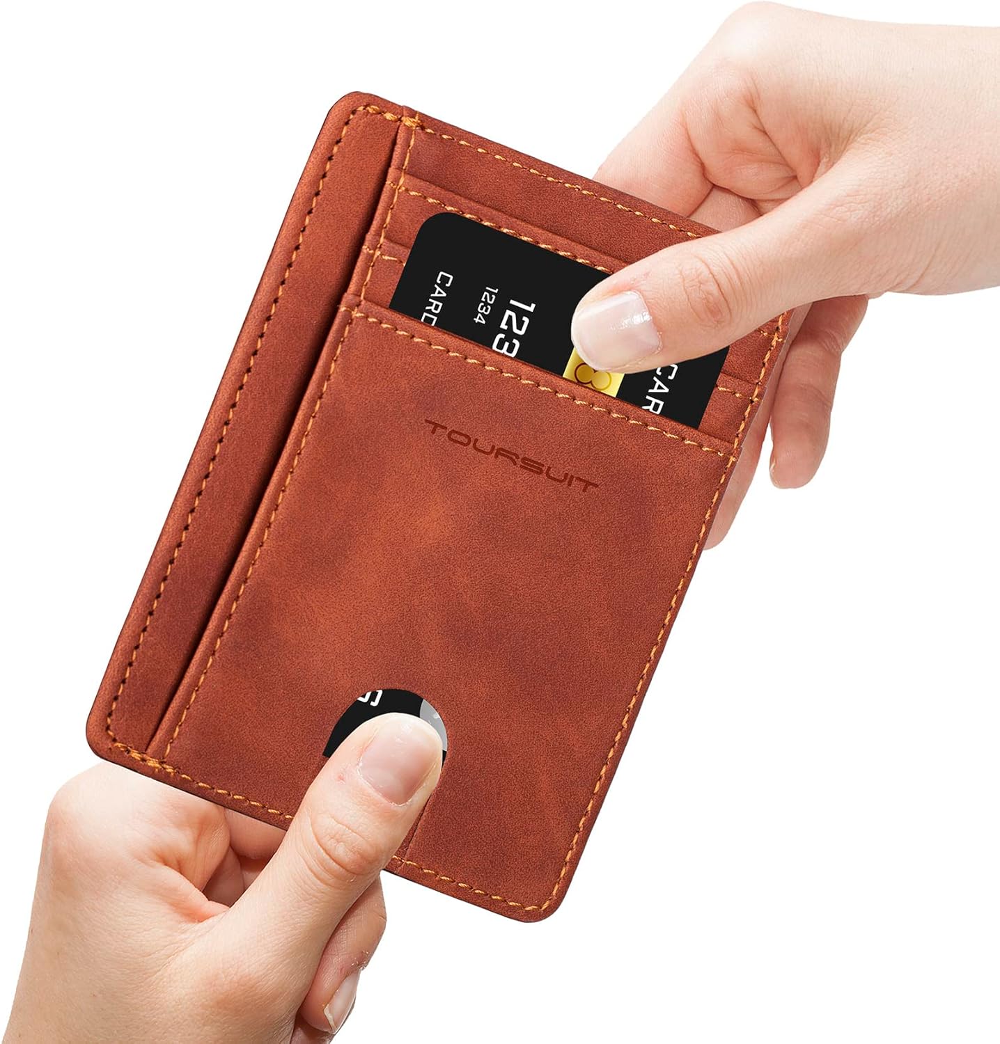 TOURSUIT Travel Minimalist Slim Front Pocket Wallet for Men Women, RFID Blocking Credit Card Holder