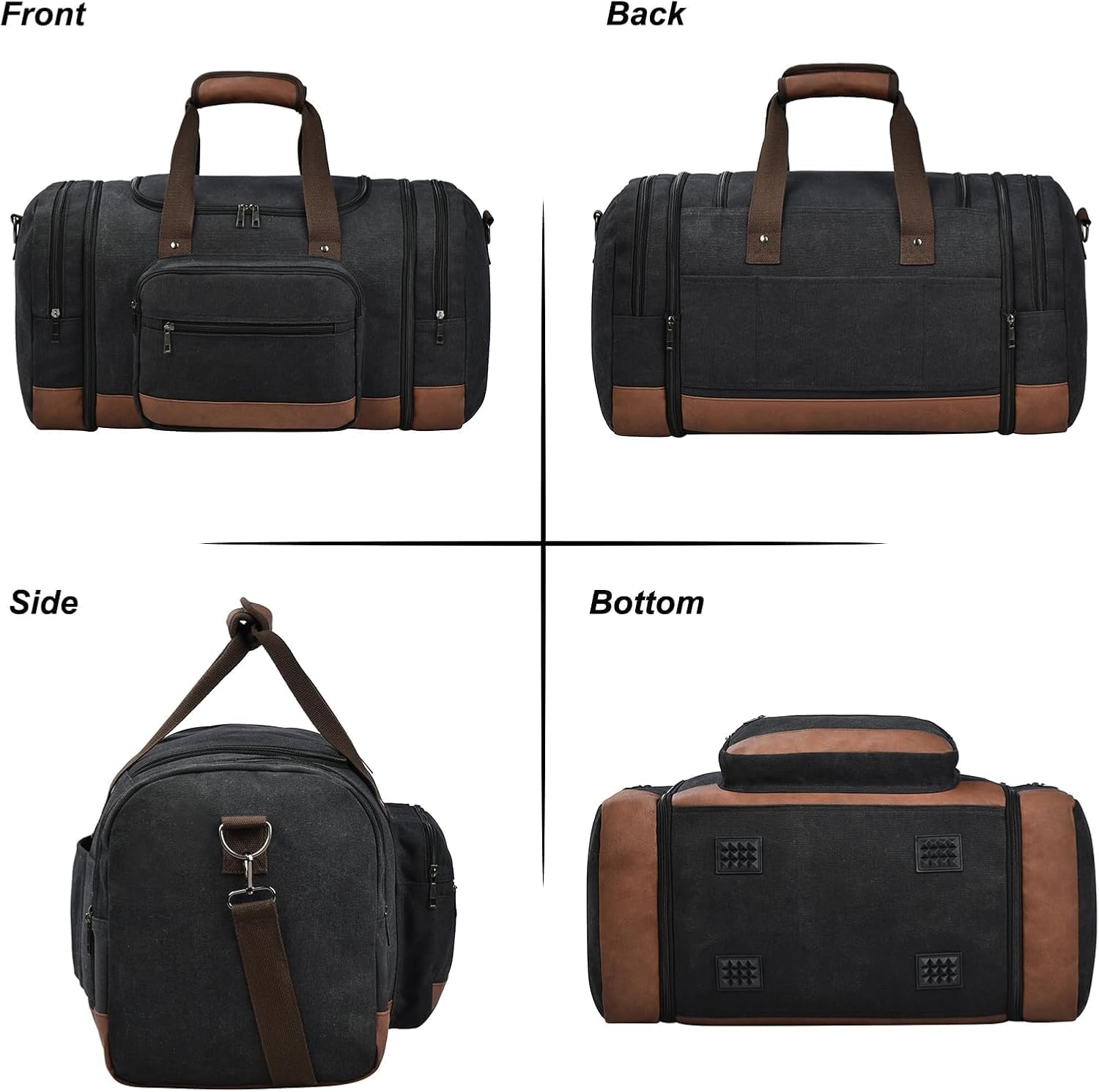 Litvyak Duffle Bag for Travel, 50L Canvas Travel Duffel Bags Overnight Weekend Gym Carry On Luggage