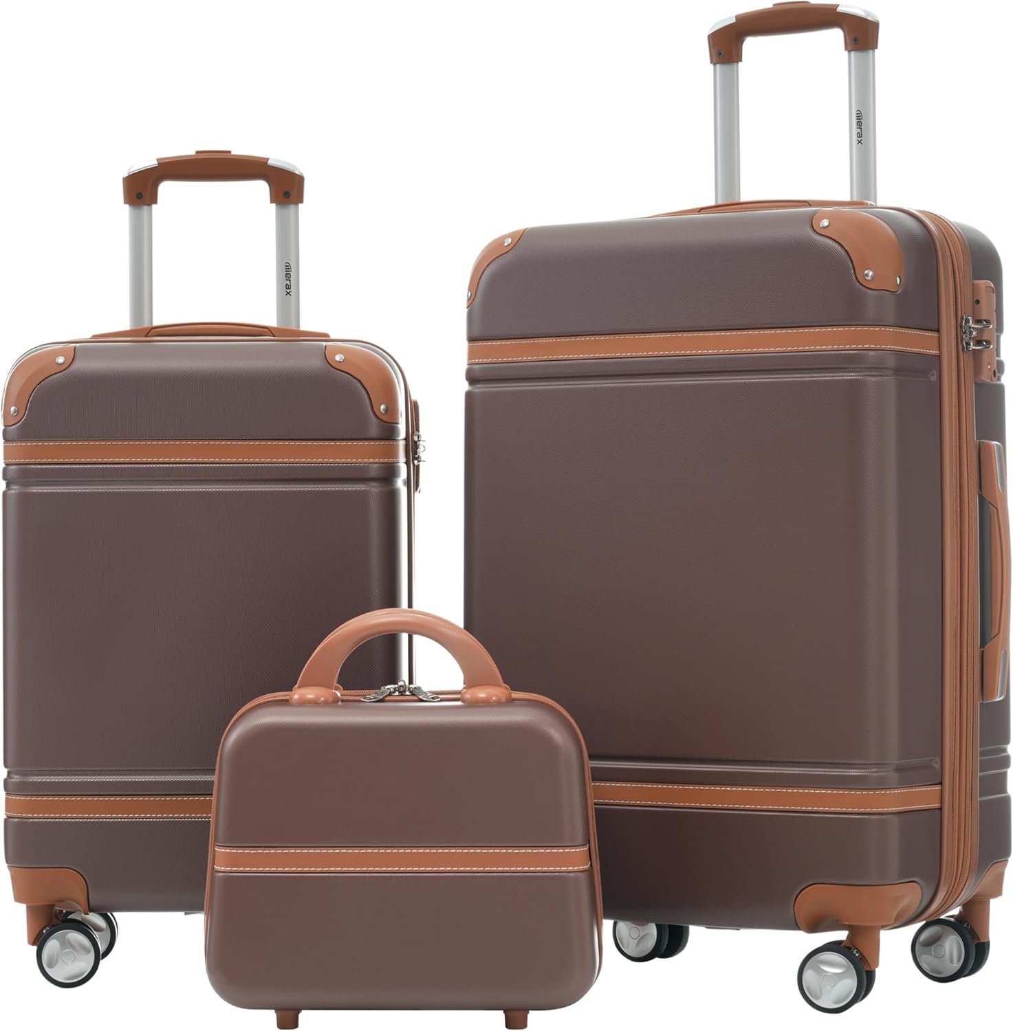 Merax Luggage Set 2 Piece Suitcase Set with Cosmetic Case Expandable Spinner Wheels Vintage Luggage