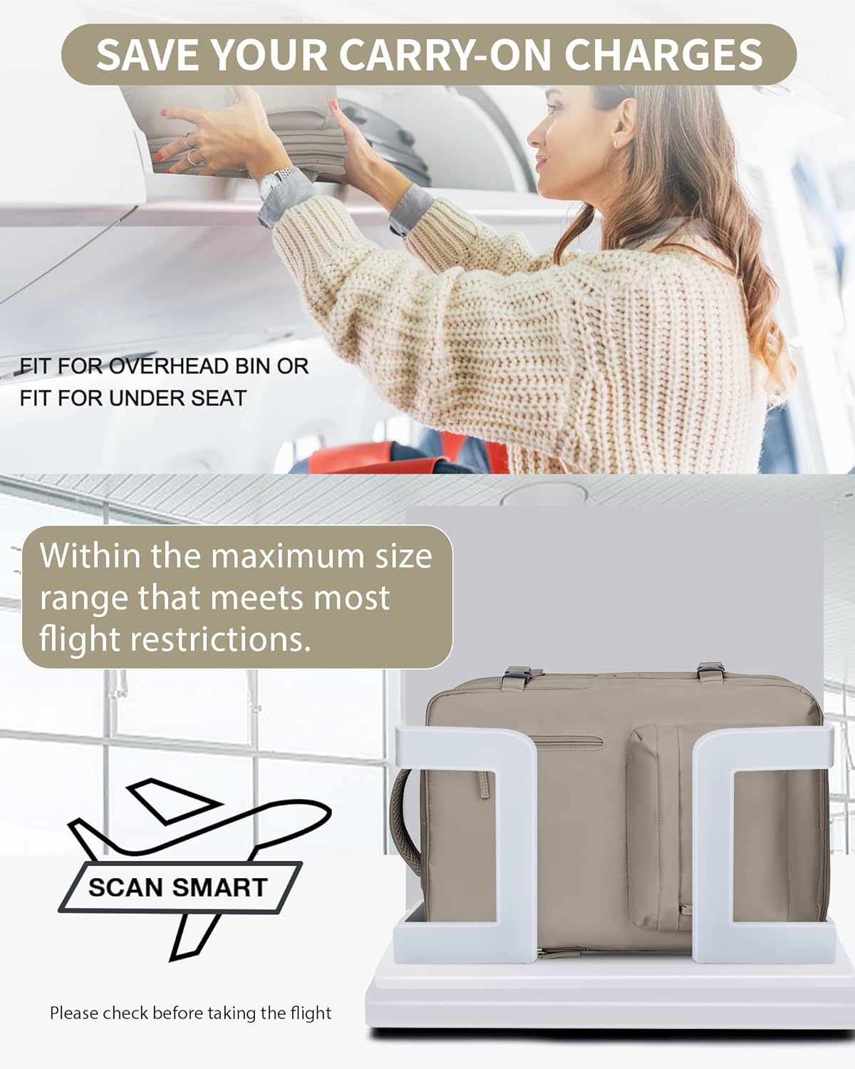 WONHOX Large Travel Backpack Carry on Flight Approved Laptop Work Business Backpack for Women Men Mochila de Viaje