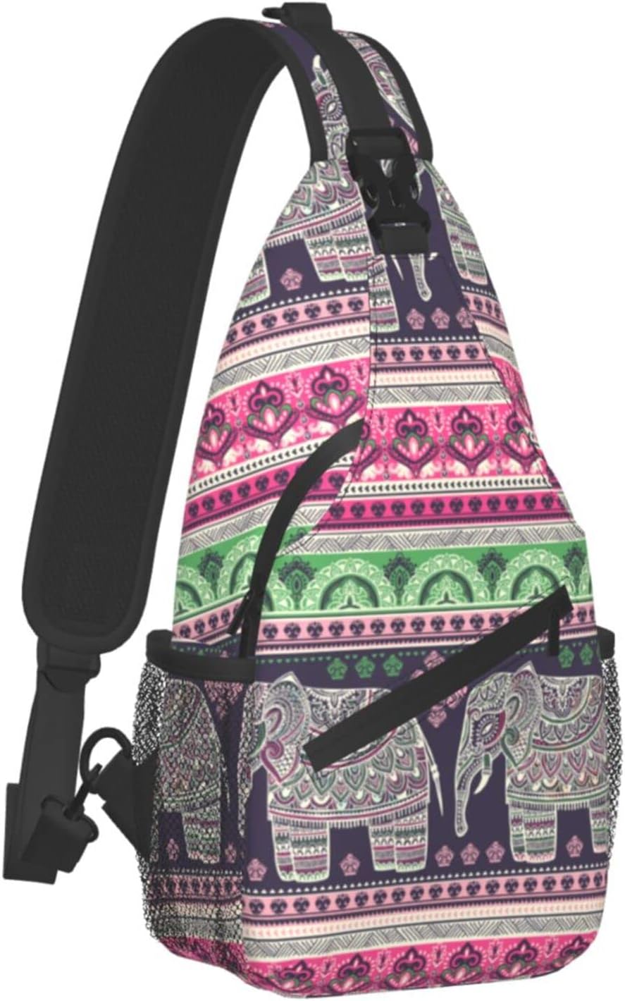 Elephant Sling Bag Crossbody Travel Hiking Chest Backpack Shoulder Daypack for Women Men