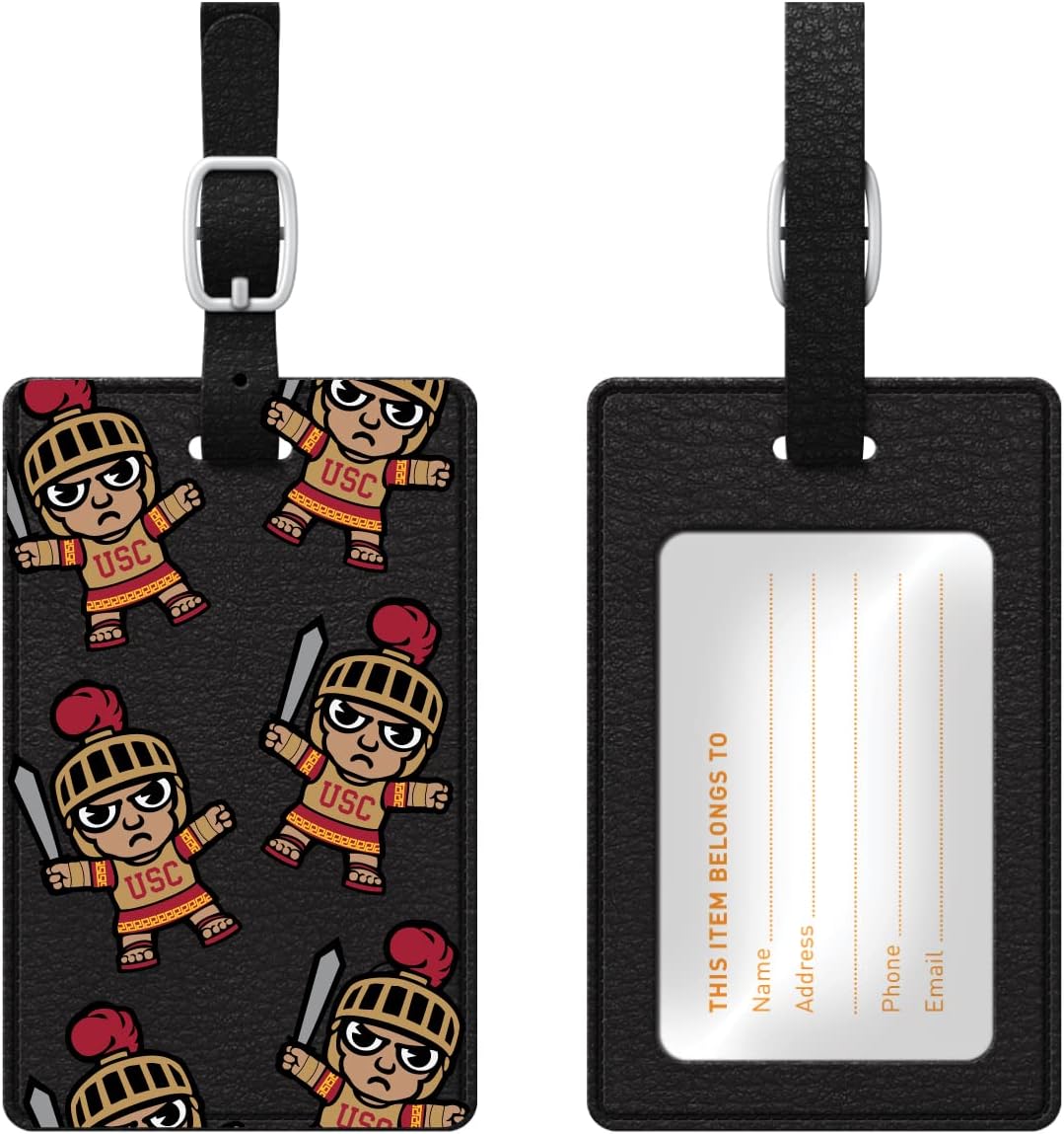 OTM Essentials University of Southern California Faux Leather Luggage Tag, Durable Travel Accessories with Adjustable Strap and ID Card, Tokyodachi Mascot B