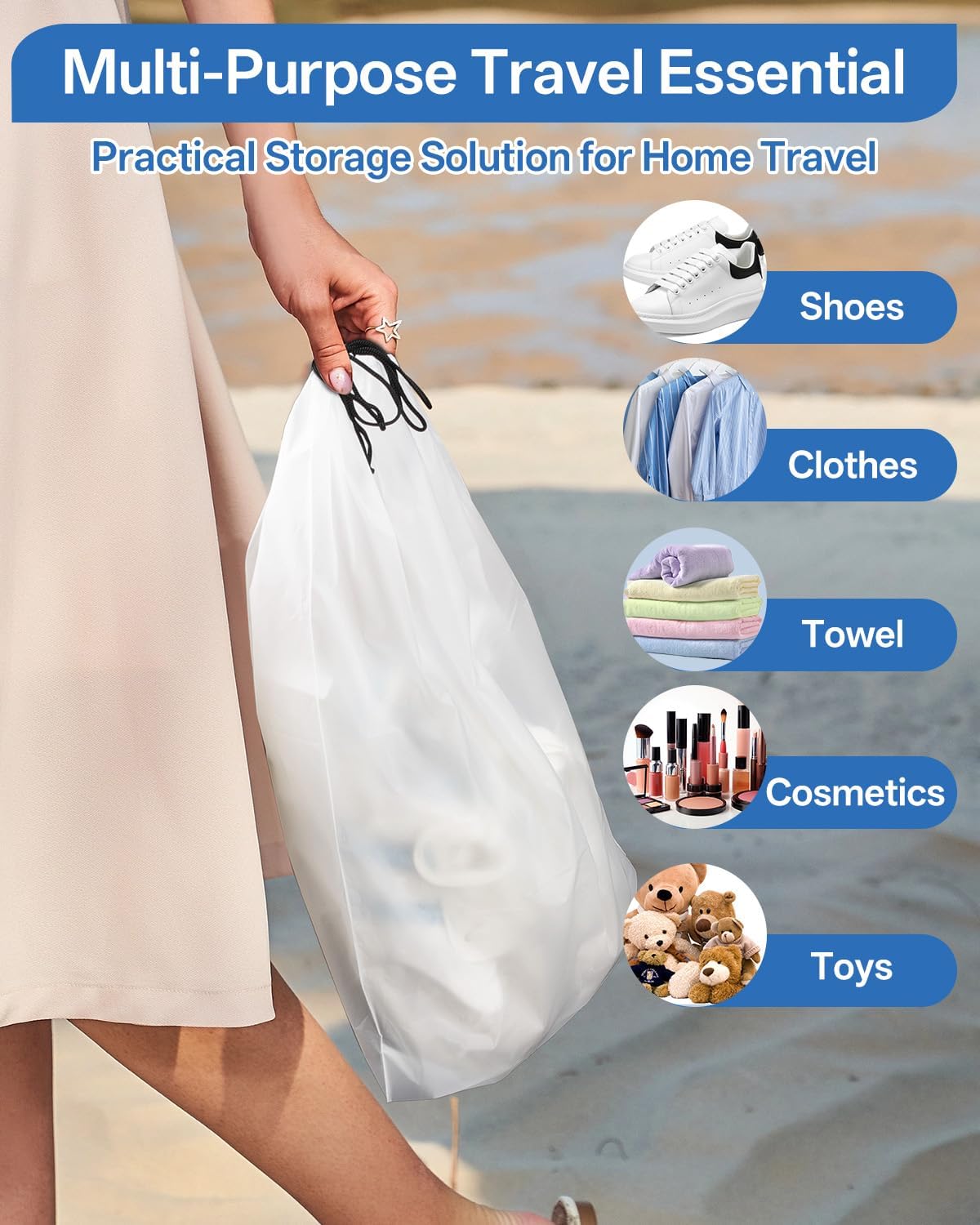 Teskyer Transparent Shoe Bags for Travel, 15.7" x 11.8" Waterproof Portable Travel Shoe Storage Bags for Packing - Travel Essentials for Men & Women, 12 PCS