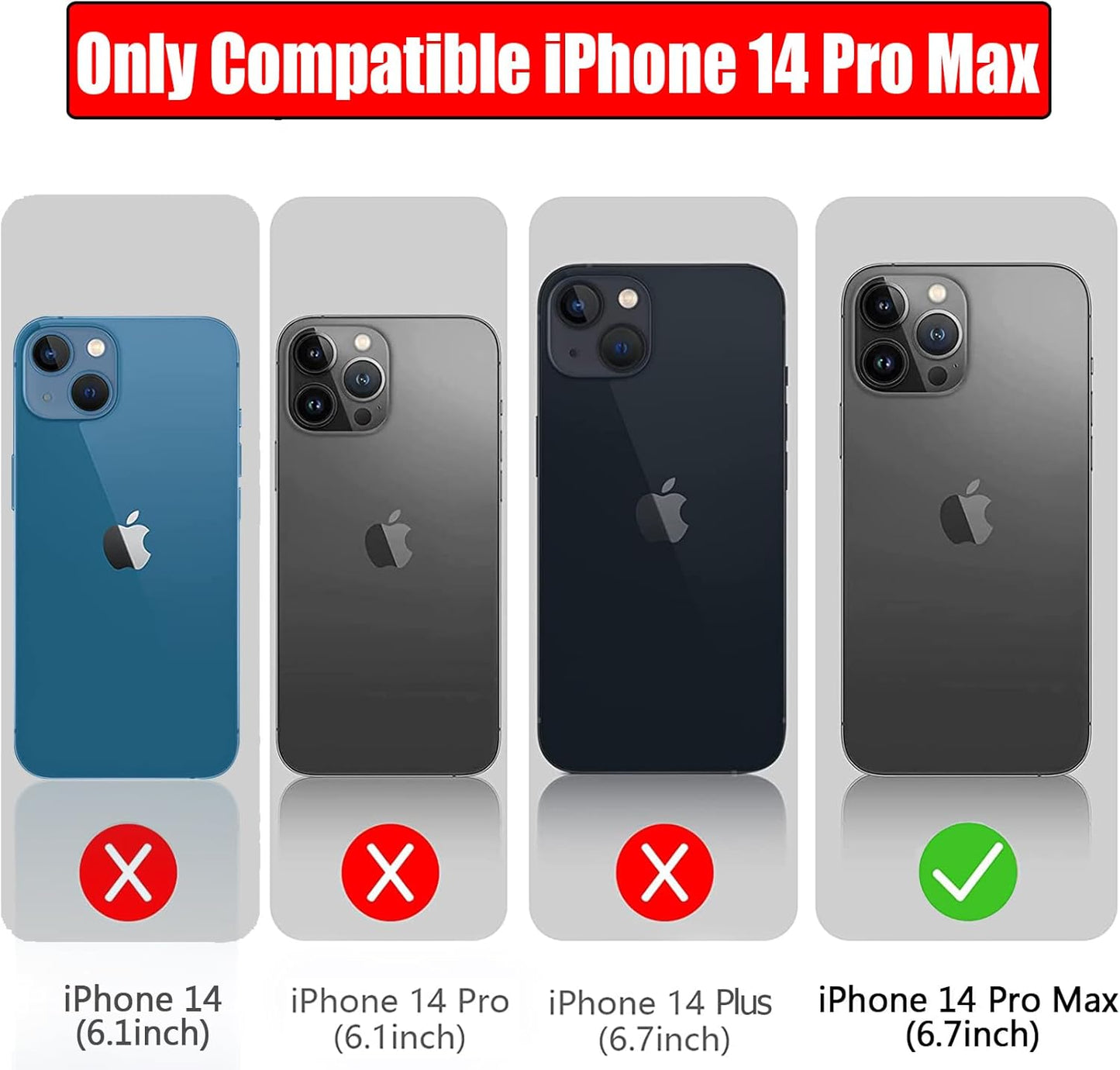 Battery Case for iPhone 14 Pro Max, 10800mAh High Capacity Smart Portable Charger Case Rechargeable Battery Pack Charging Case with Wireless Charging Compatible with iPhone 14 Pro Max (6.7 inch)-Black