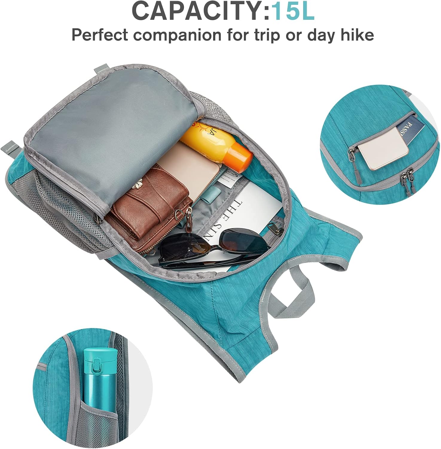 G4Free 10L/15L Hiking Backpack Lightweight Packable Hiking Daypack Small Travel Outdoor Foldable